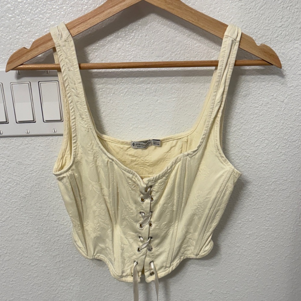 Cream Lace-Up Crop Top